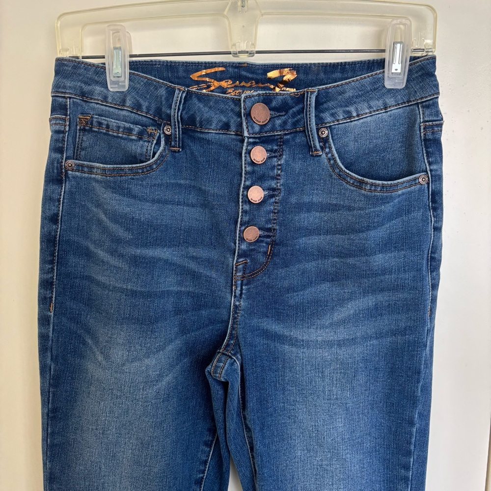 Seven7 Dark Blue Skinny Jeans - Picture 2 of 8